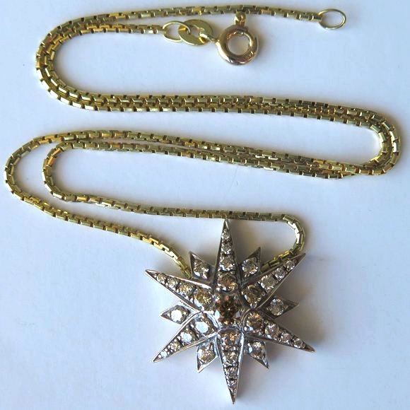 H. Stern 18K Gold Diamond Star Pendant With Yellow Gold Chain Necklace - Picture 4 of 16